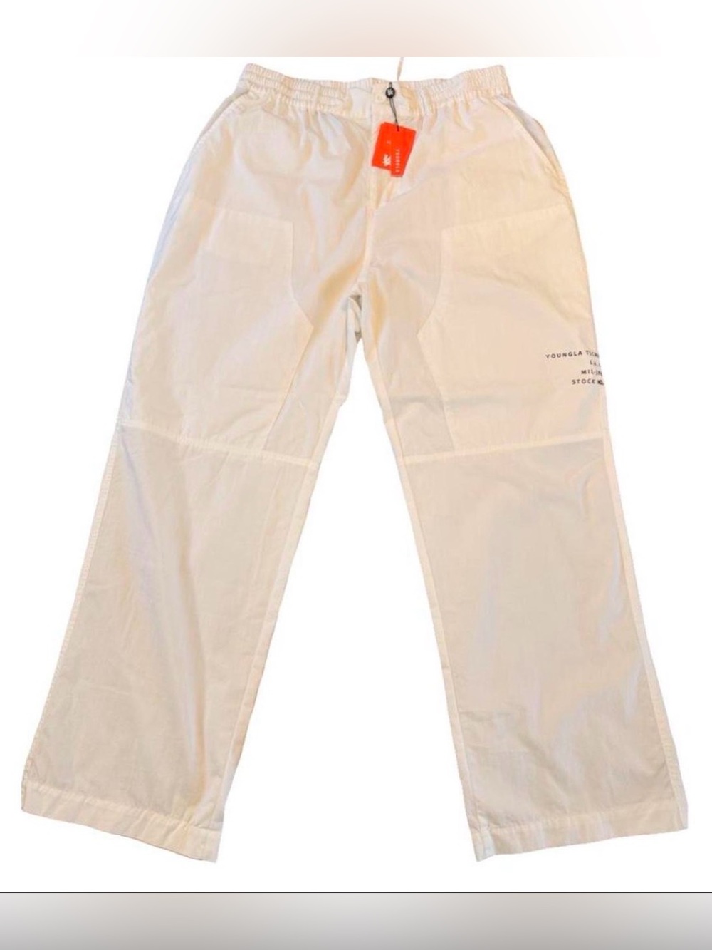 YoungLA White Drawstring Waist Casual Pants